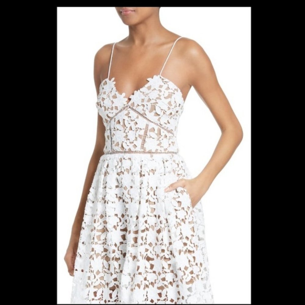 NWT Self-Portrait White Azaelea Guipure Lace Dress